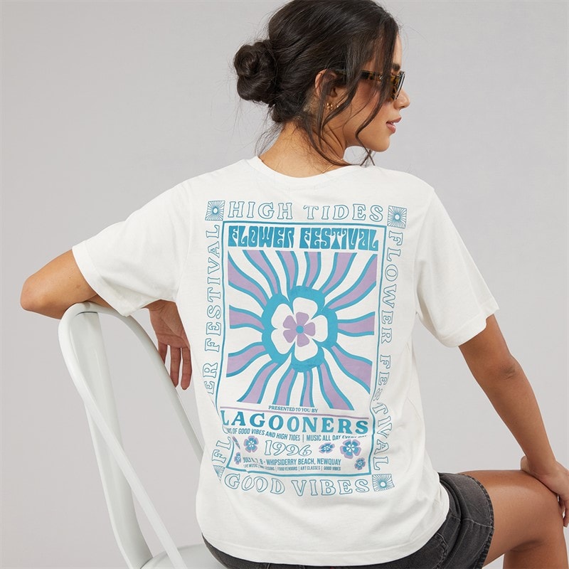 Lagooners Womens Birds T-Shirt Ecru