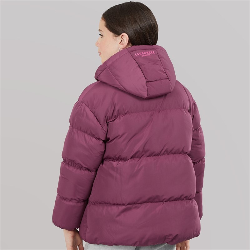 Lagooners Girls Brekon Short Puffer Coat Burgundy - Image 2