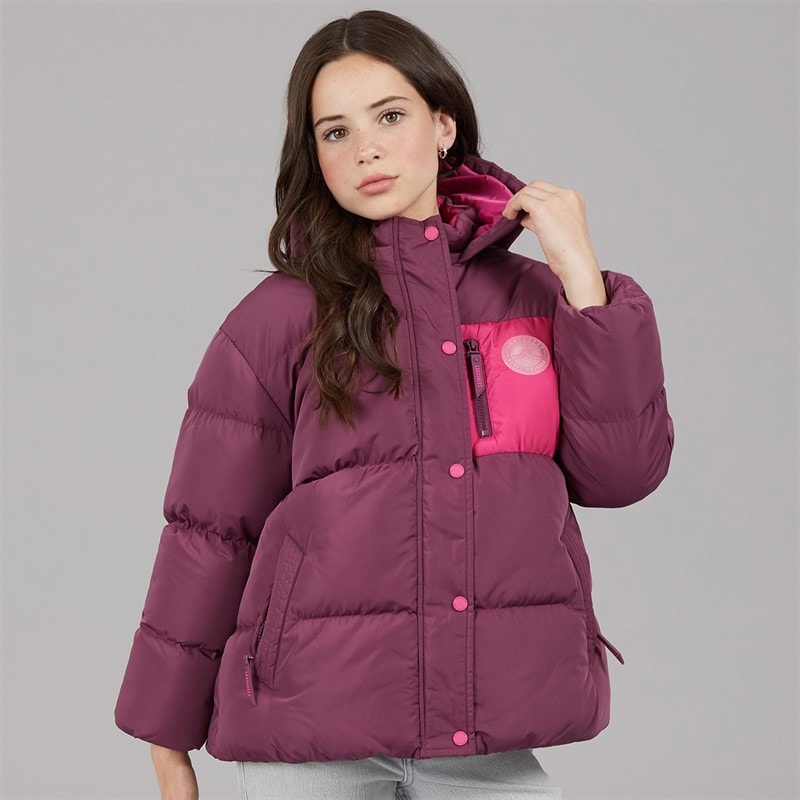 Lagooners Girls Brekon Short Puffer Coat Burgundy - Image 3