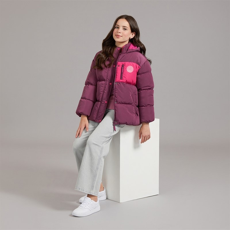 Lagooners Girls Brekon Short Puffer Coat Burgundy - Image 4