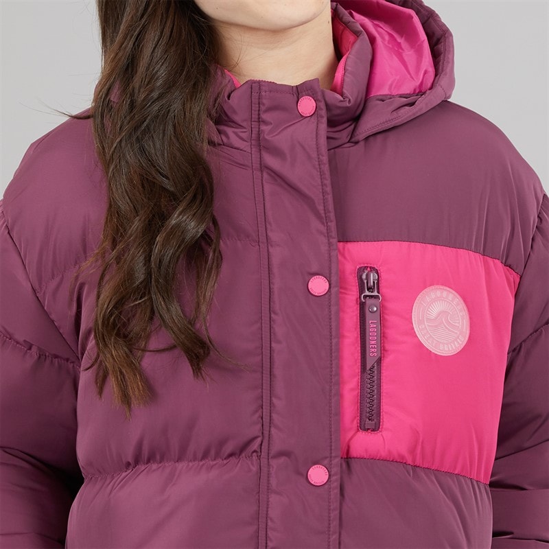 Lagooners Girls Brekon Short Puffer Coat Burgundy - Image 5