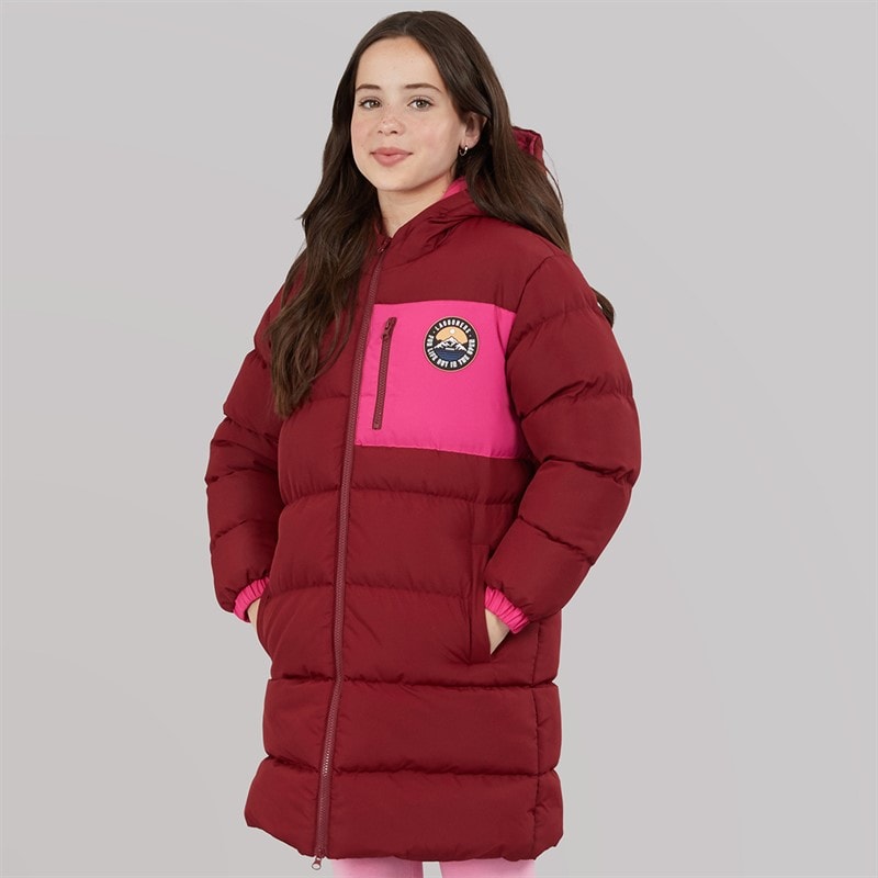Lagooners Girls Thmfield Long Puffer Coat Plum - Image 3