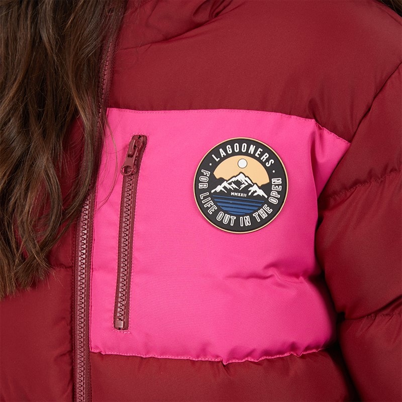 Lagooners Girls Thmfield Long Puffer Coat Plum - Image 5