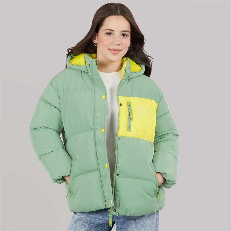Lagooners Girls Brekon Short Puffer Coat Green Bay - Image 1