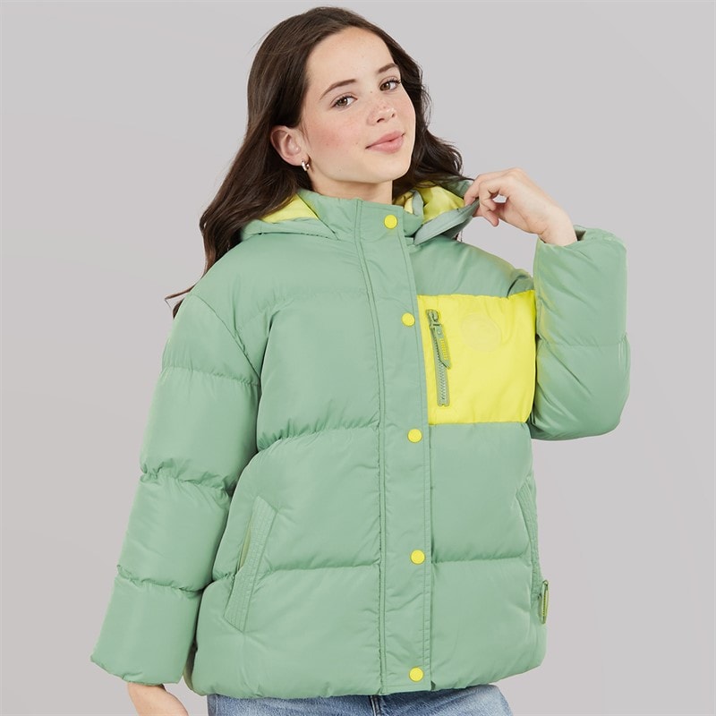 Lagooners Girls Brekon Short Puffer Coat Green Bay - Image 3