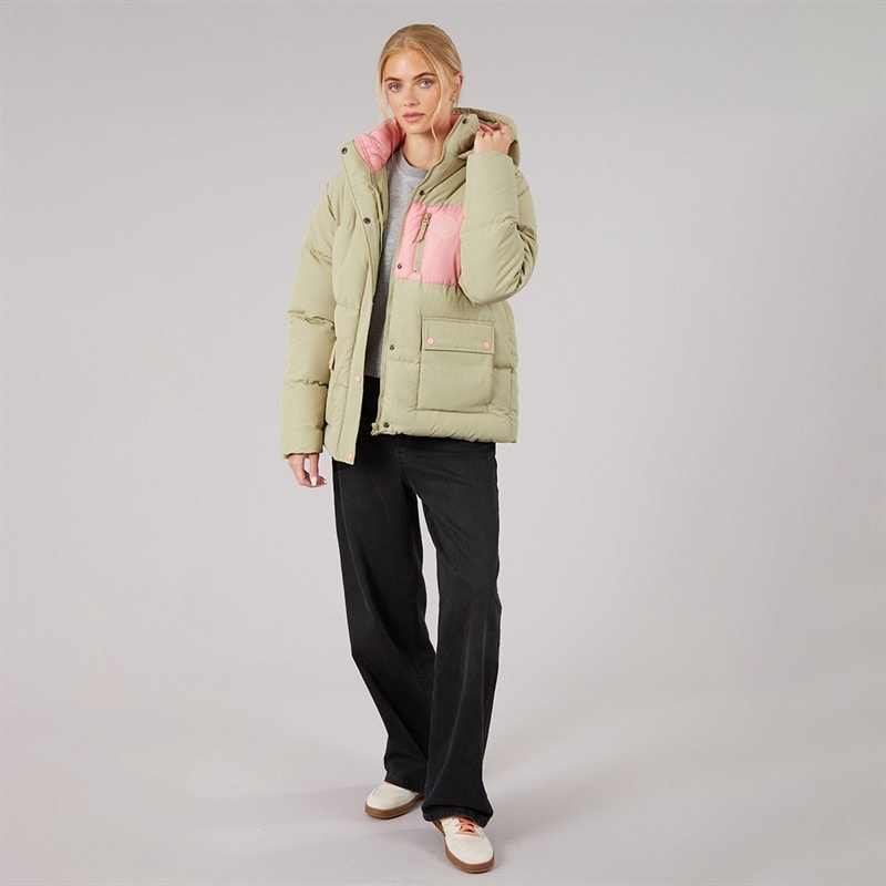 Lagooners Womens Aven Short Puffer Jacket Khaki - Image 4