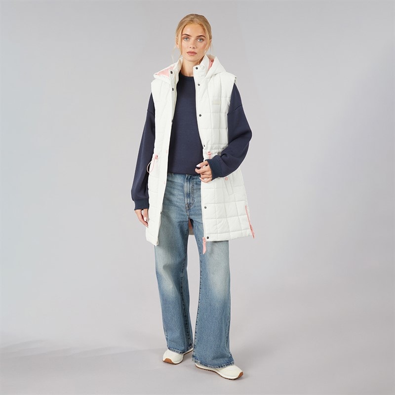Lagooners Womens Varna Long Gilet Ecru - Image 4