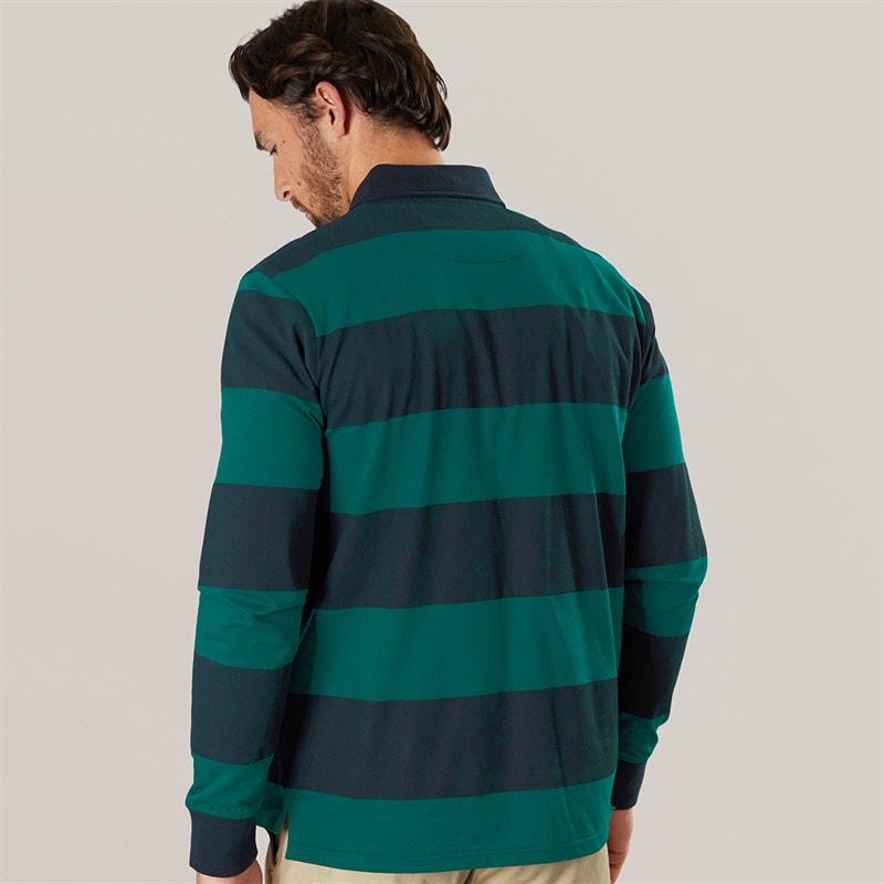 Lagooners Mens Cedar Rugby Top Navy/Green - Image 2