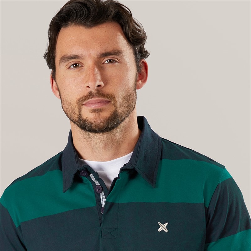 Lagooners Mens Cedar Rugby Top Navy/Green - Image 3