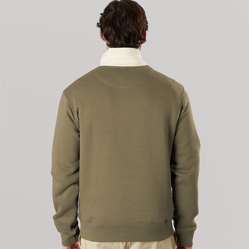 Lagooners Mens Summit 1/4 Zip Sweat Khaki/Ecru - Image 2