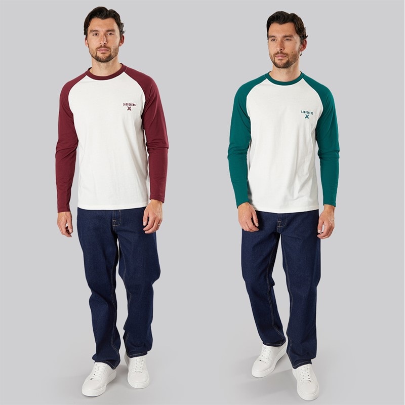Lagooners Mens Spire Two Pack Raglan Long Sleeve Tops Multi - Image 4