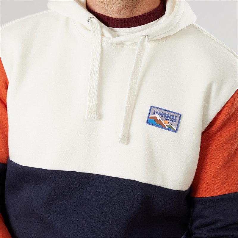 Lagooners Mens Fen Colourblock Hoodie Navy/Burnt Orange - Image 3