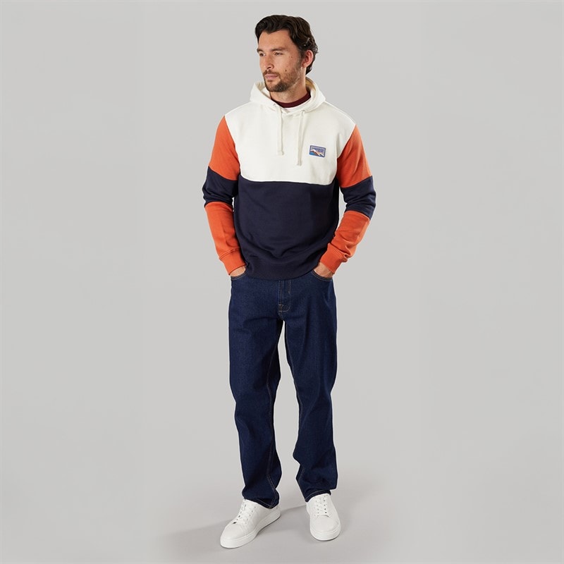 Lagooners Mens Fen Colourblock Hoodie Navy/Burnt Orange - Image 4