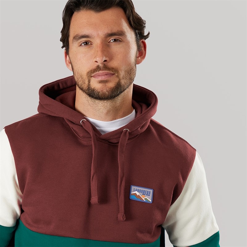 Lagooners Mens Fen Colourblock Hoodie Teal/Brown - Image 3