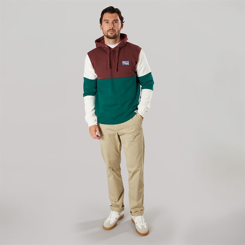 Lagooners Mens Fen Colourblock Hoodie Teal/Brown - Image 4