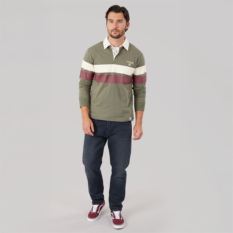 Lagooners Mens Flint Rugby Peached Polo Shirt Khaki - Image 3