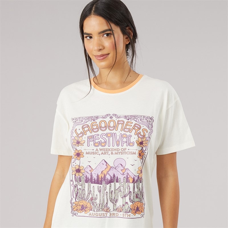 Lagooners Womens Rowan Oversized T-Shirt Ecru - Image 3