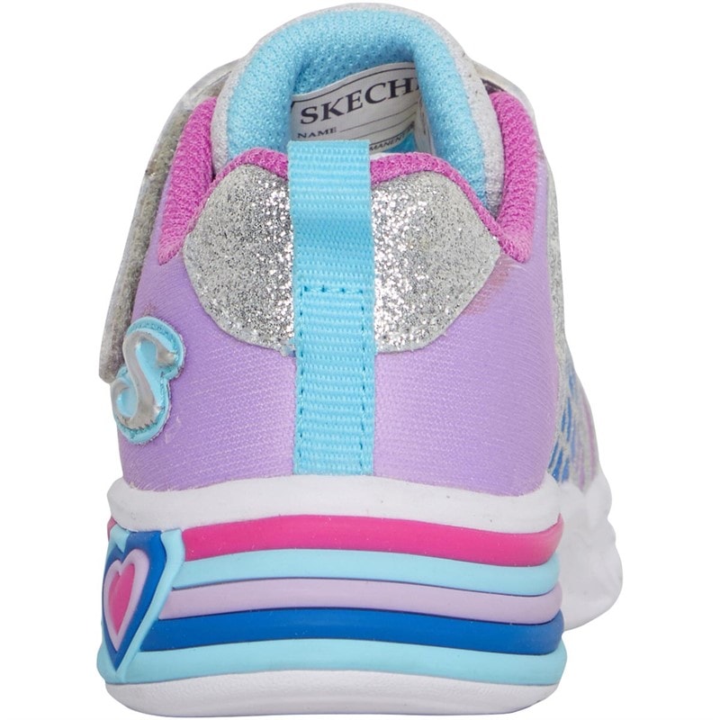 SKECHERS SPORT SKECHERS Infant Girls Heart Lights: Sweetheart Lights Love Trainers Silver/Multi - Image 3