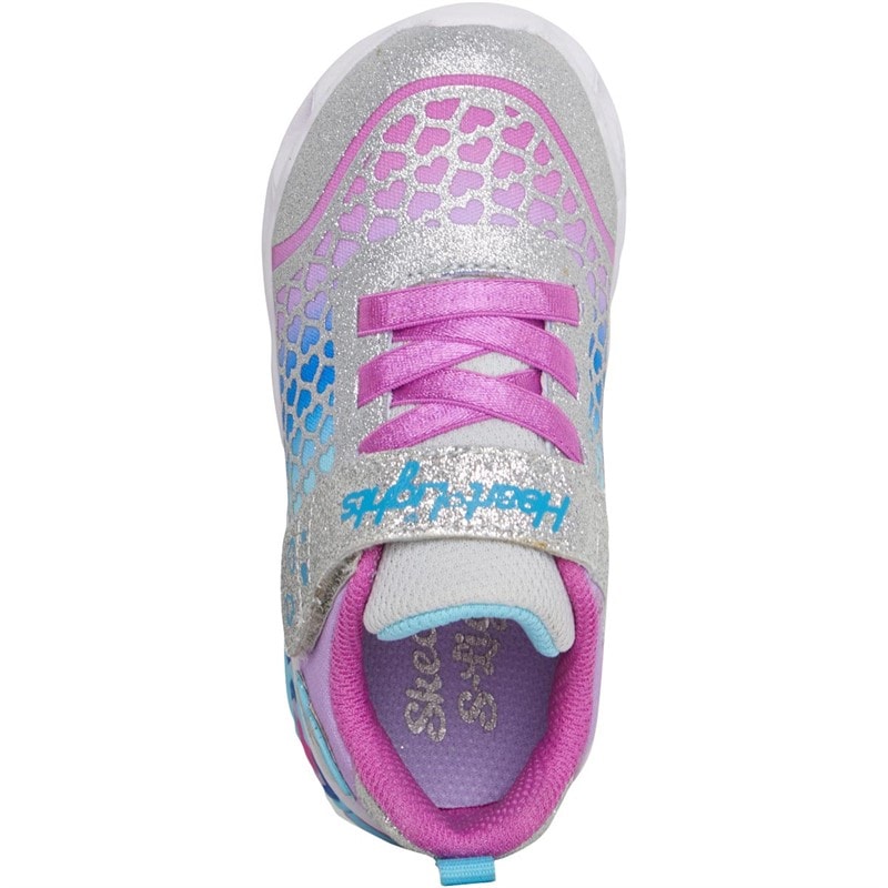 SKECHERS SPORT SKECHERS Infant Girls Heart Lights: Sweetheart Lights Love Trainers Silver/Multi - Image 4