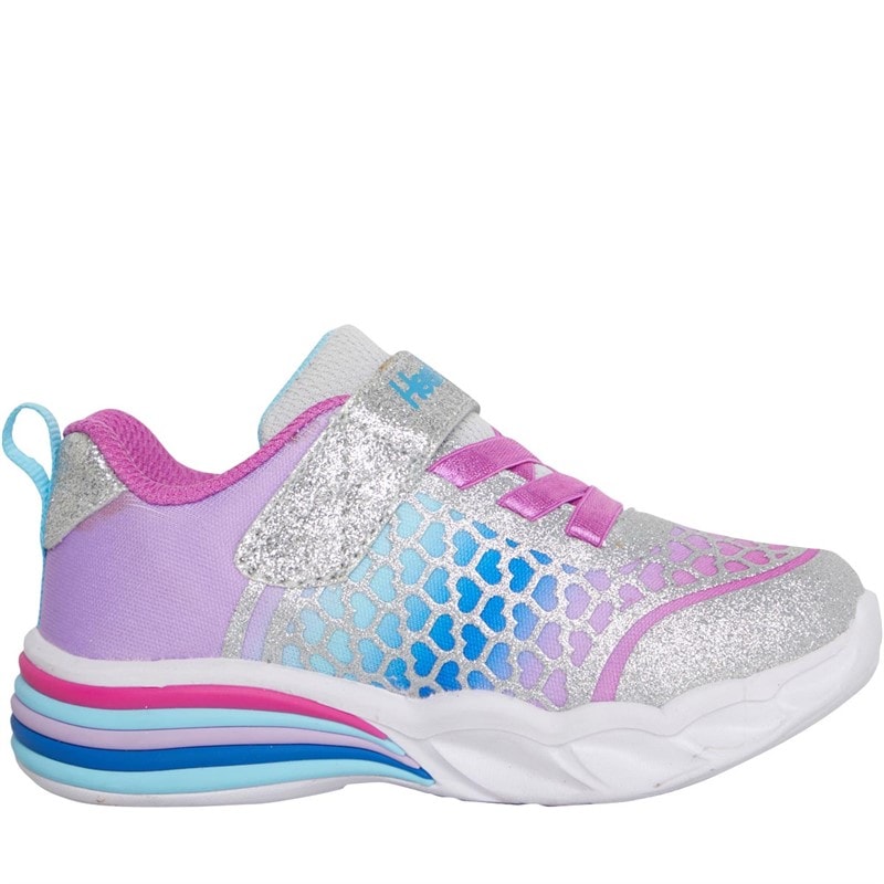 SKECHERS SPORT SKECHERS Infant Girls Heart Lights: Sweetheart Lights Love Trainers Silver/Multi - Image 5