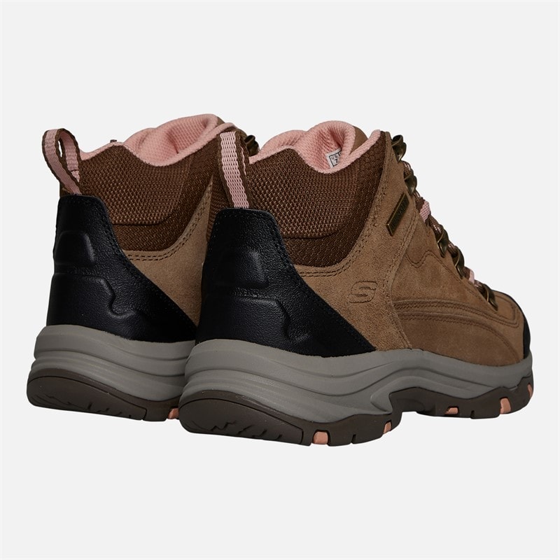 SKECHERS SPORT SKECHERS Womens Trego Alpine Trail Waterproof Walking Boots Brown Suede/Light Coral Trim - Image 3