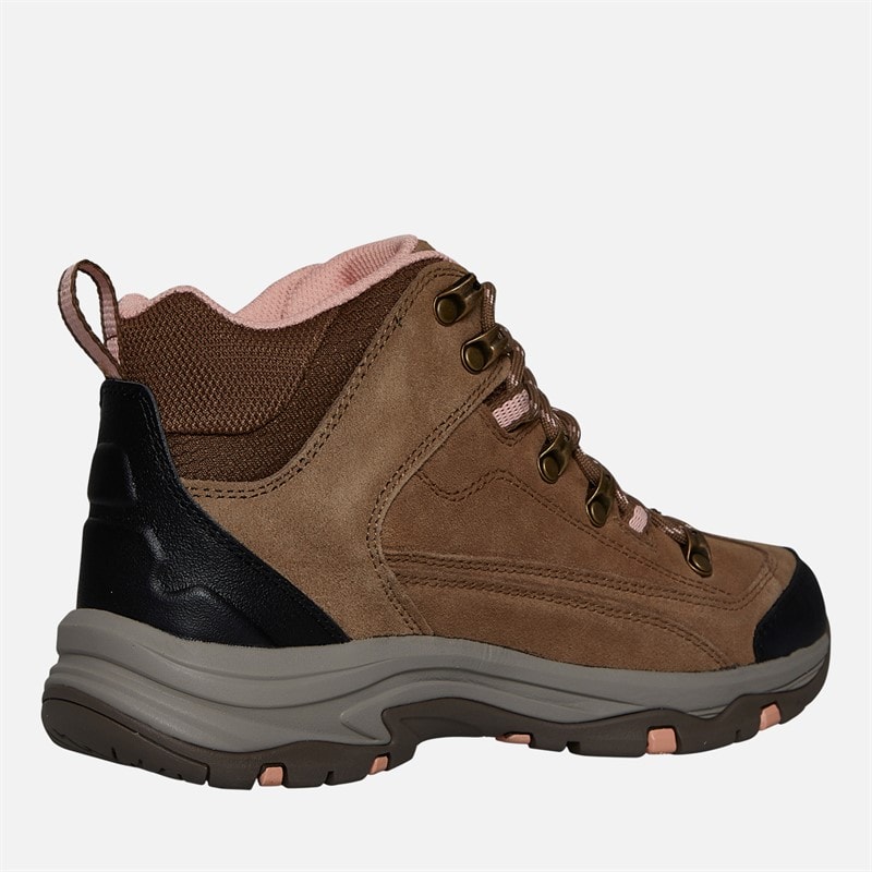 SKECHERS SPORT SKECHERS Womens Trego Alpine Trail Waterproof Walking Boots Brown Suede/Light Coral Trim - Image 5