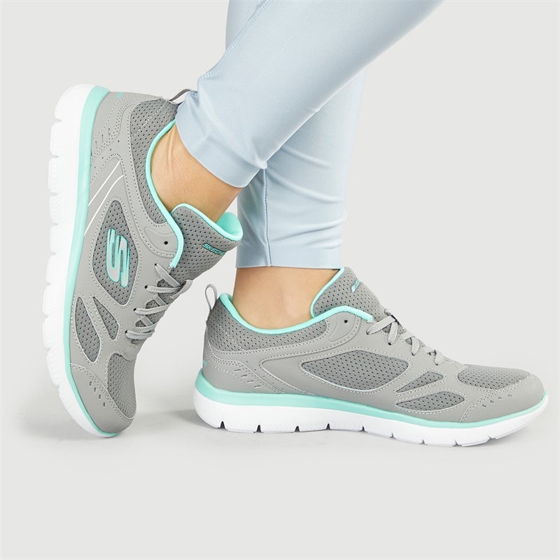 SKECHERS SPORT SKECHERS Womens Skechers Summits Suited Trainers Grey/Turquoise - Image 5