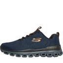 SKECHERS Mens Glide Step Fasten Up Trainers Navy/Orange