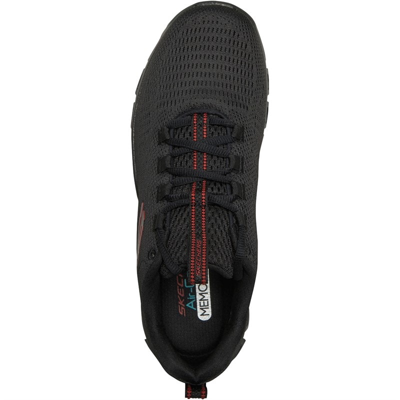 SKECHERS SPORT SKECHERS Mens Glide Step Fasten Up Trainers Black/Red - Image 4