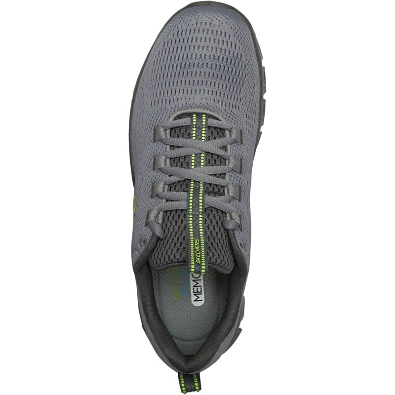 SKECHERS SPORT SKECHERS Mens Glide Step Fasten Up Trainers Grey/Yellow - Image 4