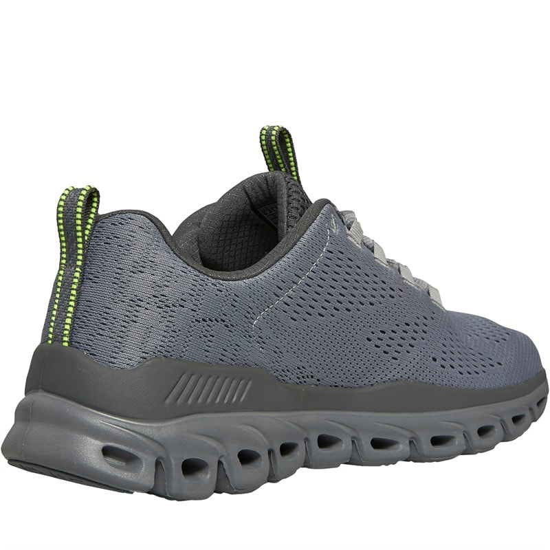 SKECHERS SPORT SKECHERS Mens Glide Step Fasten Up Trainers Grey/Yellow - Image 5