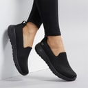 SKECHERS Womens Go Walk Joy Jaylene Trainers Black/Black