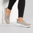 SKECHERS Womens Go Walk Joy Jaylene Trainers Taupe/White