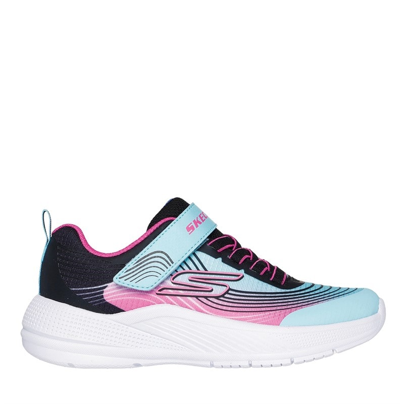 SKECHERS Junior Girls Microspec Advance Trainers Aqua/Pink