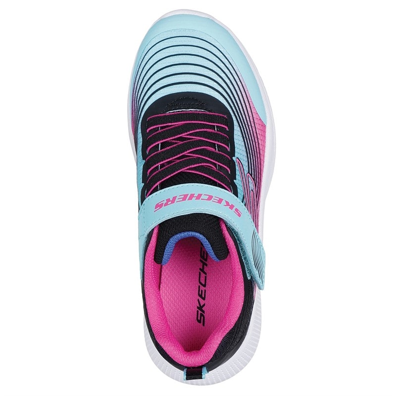 SKECHERS SPORT SKECHERS Junior Girls Microspec Advance Trainers Aqua/Pink - Image 3