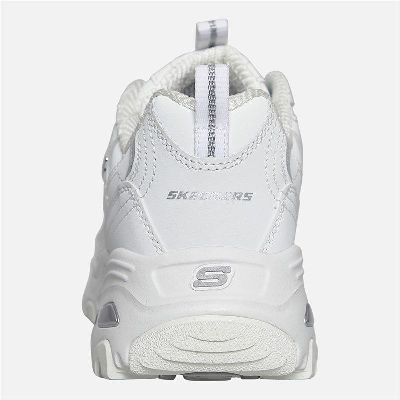 SKECHERS SPORT SKECHERS Womens D'Lites Play On Trainers White White/Silver - Image 3