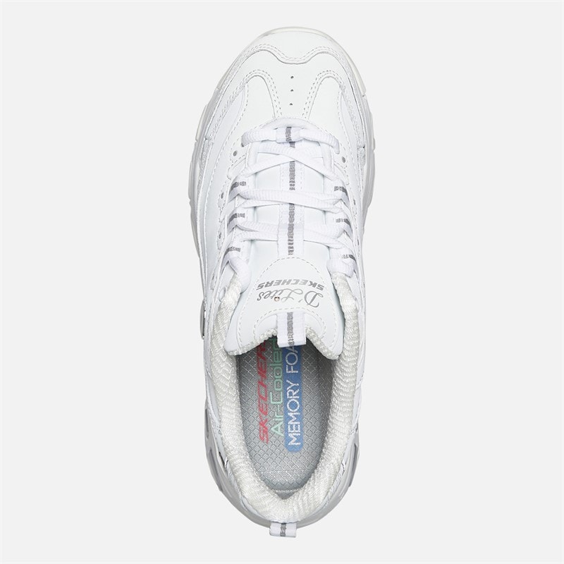 SKECHERS SPORT SKECHERS Womens D'Lites Play On Trainers White White/Silver - Image 4