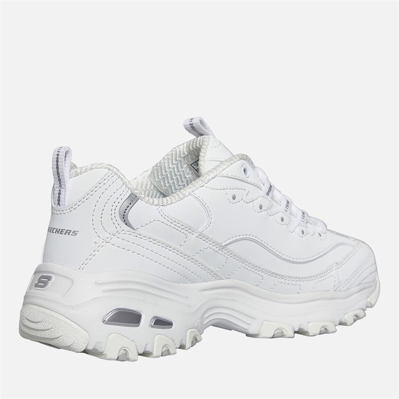 SKECHERS SPORT SKECHERS Womens D'Lites Play On Trainers White White/Silver - Image 5