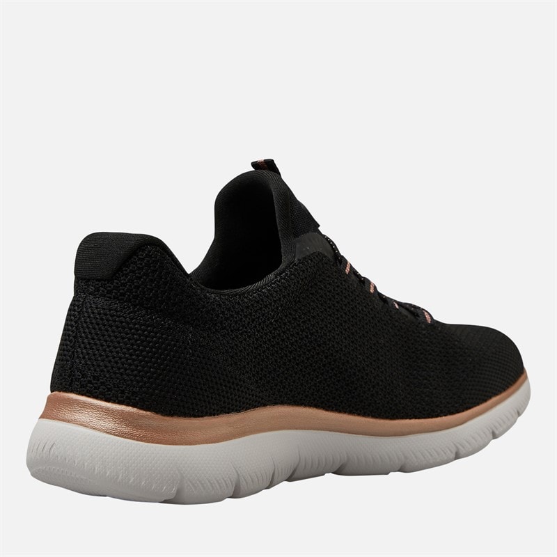 SKECHERS SPORT SKECHERS Womens Summits Cool Classics Trainers Black/Rose Gold - Image 5