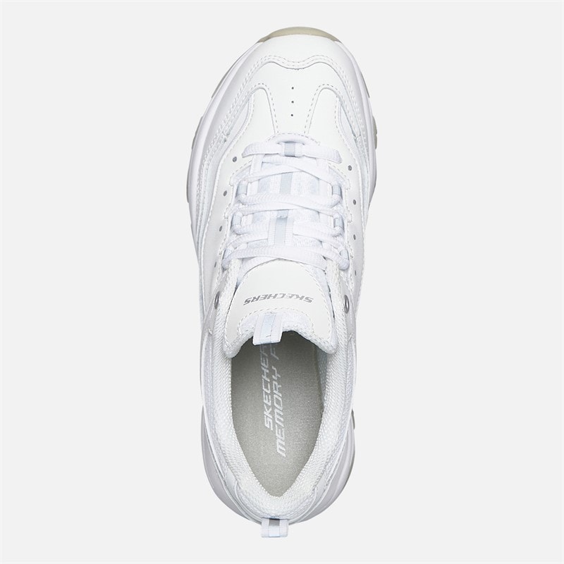 SKECHERS SPORT SKECHERS Womens Iconic Trainers White/Silver - Image 4