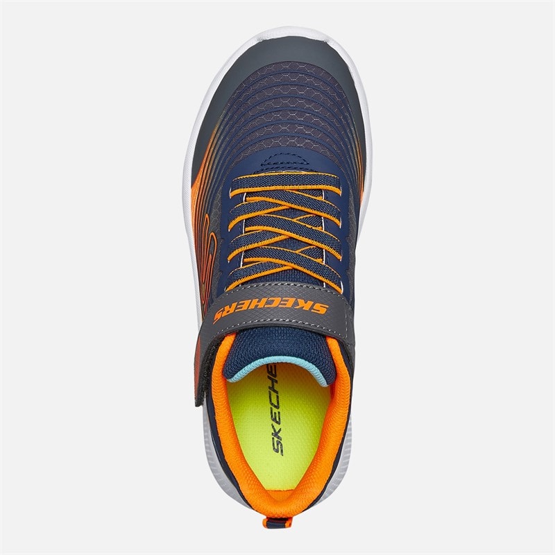 SKECHERS SPORT SKECHERS Boys Microspec Advance Trainers Navy/Orange - Image 4