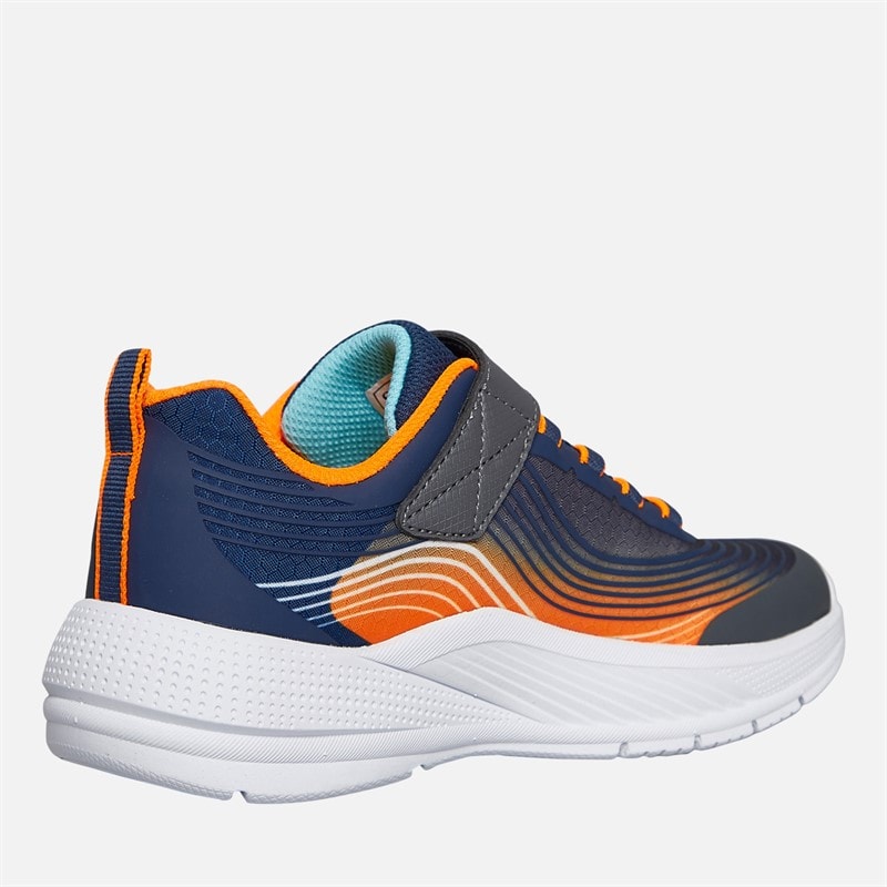 SKECHERS SPORT SKECHERS Boys Microspec Advance Trainers Navy/Orange - Image 5