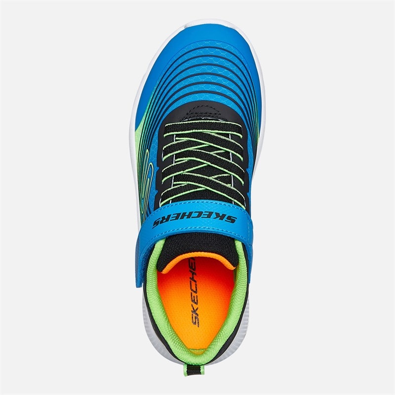 SKECHERS SPORT SKECHERS Boys Microspec Advance Trainers Blue/Lime - Image 4