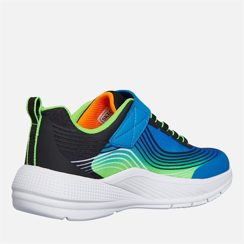 SKECHERS SPORT SKECHERS Boys Microspec Advance Trainers Blue/Lime - Image 5