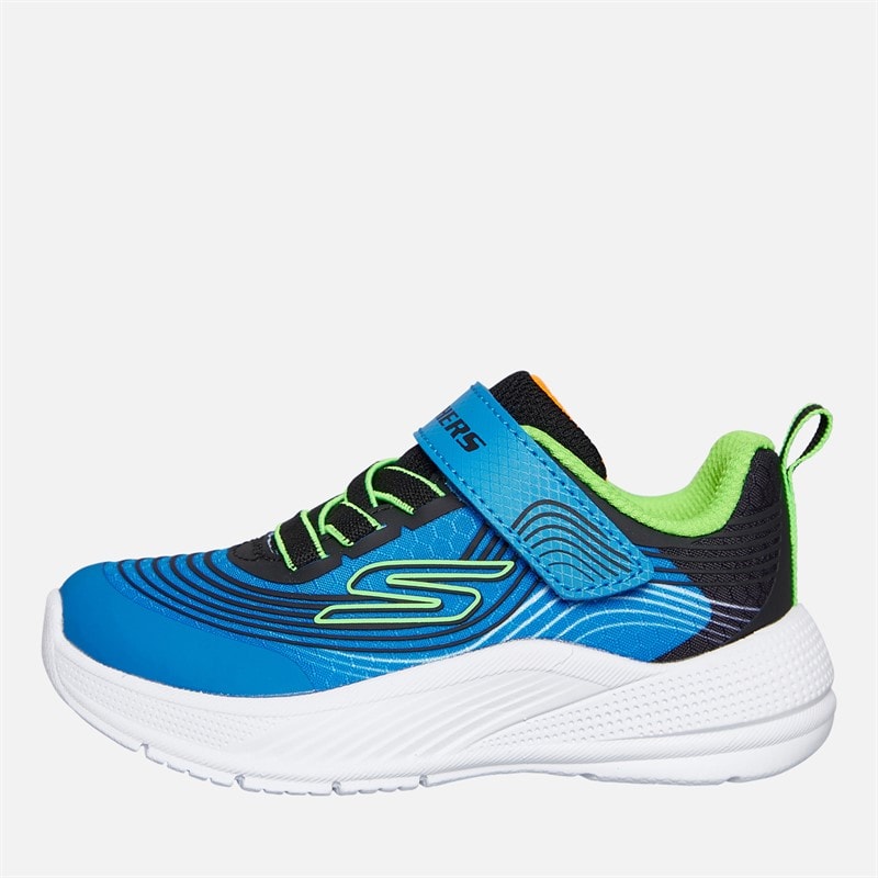SKECHERS Infant Boys Microspec Advance Trainers Black/Lime Blue/Lime