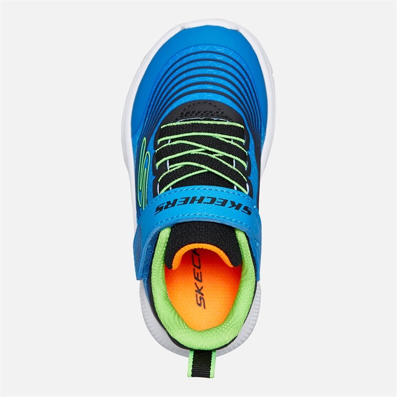 SKECHERS SPORT SKECHERS Infant Boys Microspec Advance Trainers Black/Lime Blue/Lime - Image 4