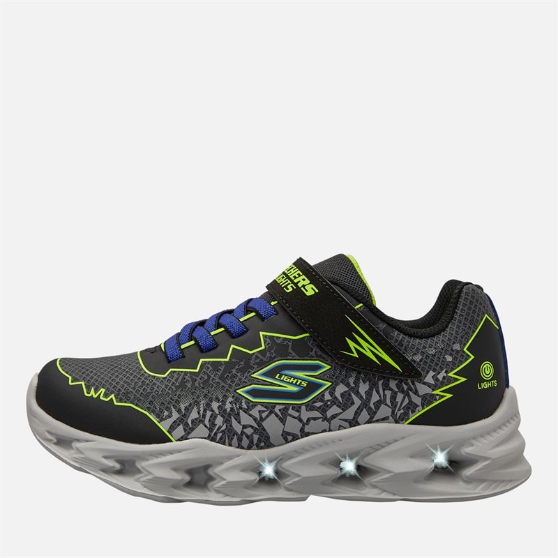SKECHERS Junior Boys S Lights Vortex 2.0 Zorento Trainers Black/Yellow