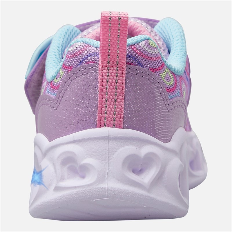 SKECHERS SPORT SKECHERS Infant Girls Infant Heart Lights Boogie Land Trainers Lavender/Metallic - Image 3