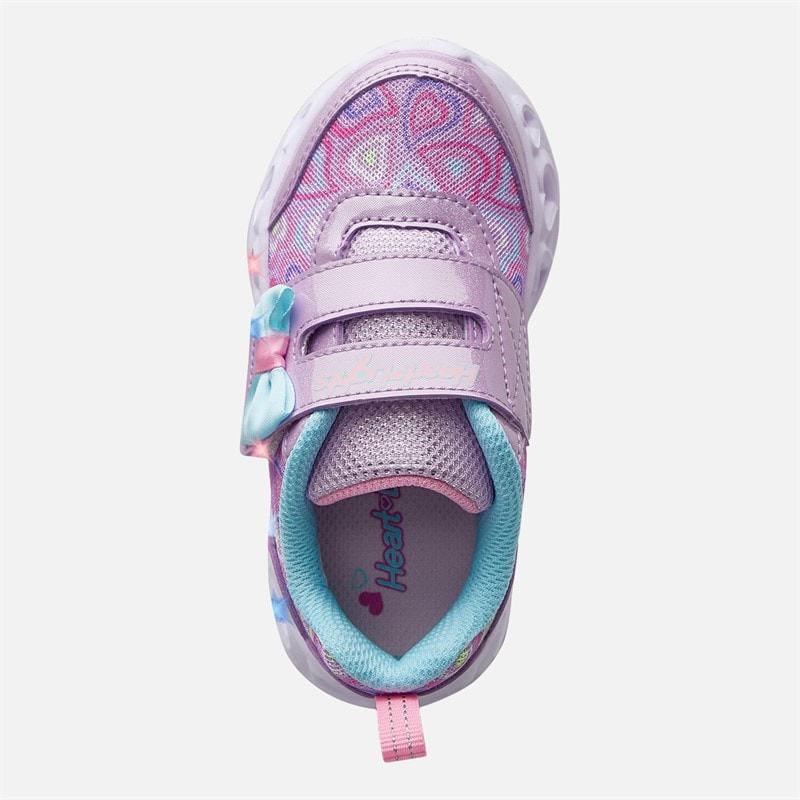 SKECHERS SPORT SKECHERS Infant Girls Infant Heart Lights Boogie Land Trainers Lavender/Metallic - Image 4