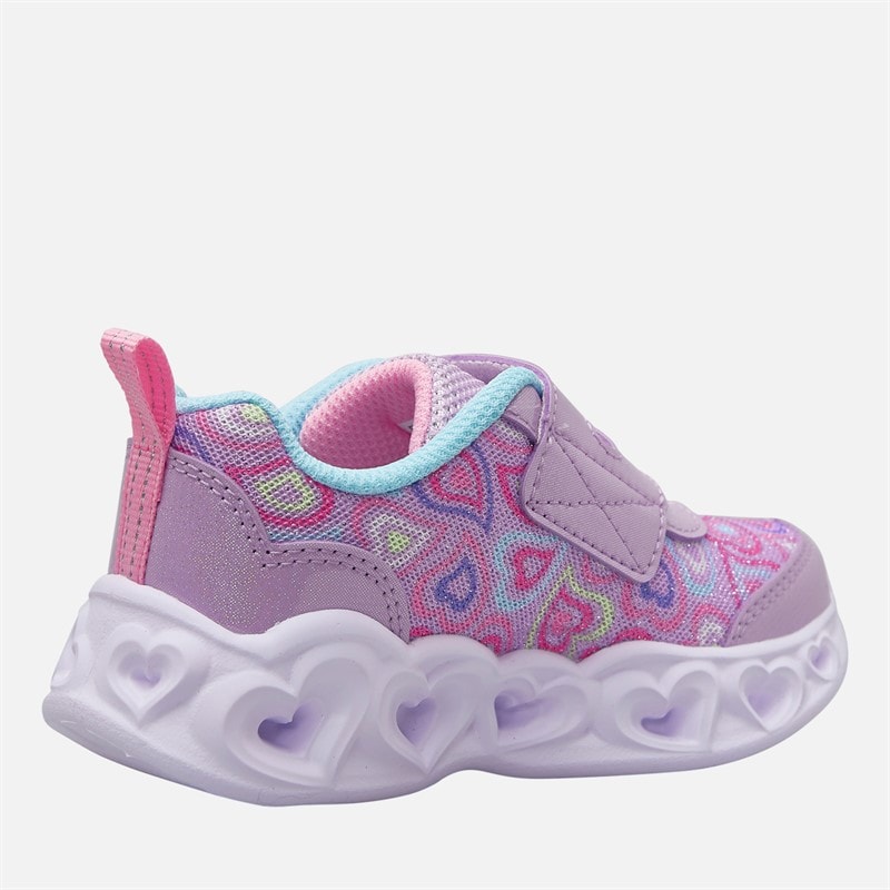 SKECHERS SPORT SKECHERS Infant Girls Infant Heart Lights Boogie Land Trainers Lavender/Metallic - Image 5